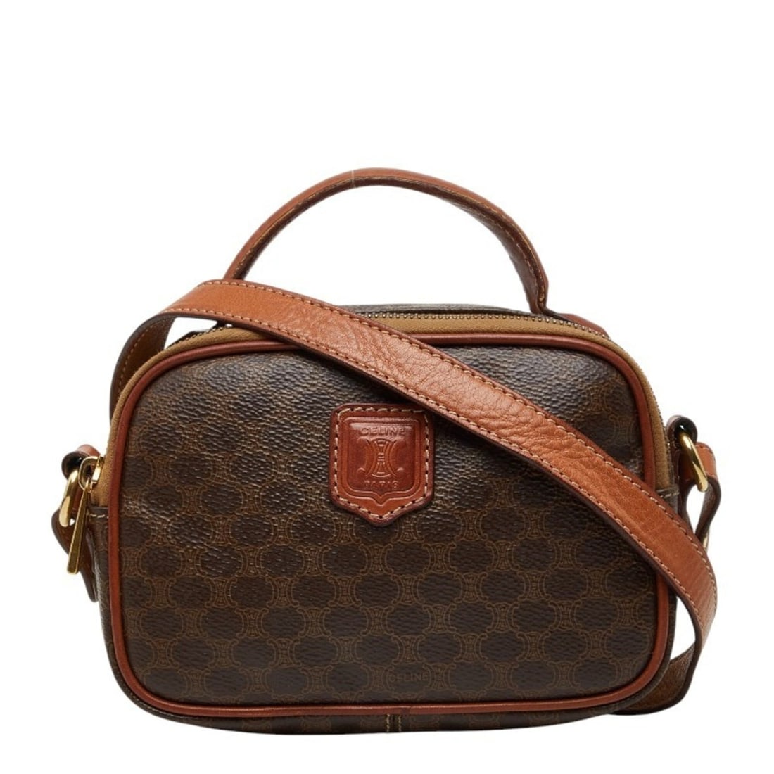 Celine Macadam Handbag Shoulder Bag Brown Leather Women's CELINE: --- Catalog ---Category: SizeSize (HxWxD): 11.5cm x 17.5cm x 7cm / 4.52'' x 6.88'' x 2.75''Category: DesignType: Handbag, Shoulder bagColor: BrownGender: WomenMaterial: PVC , Leather Category: General