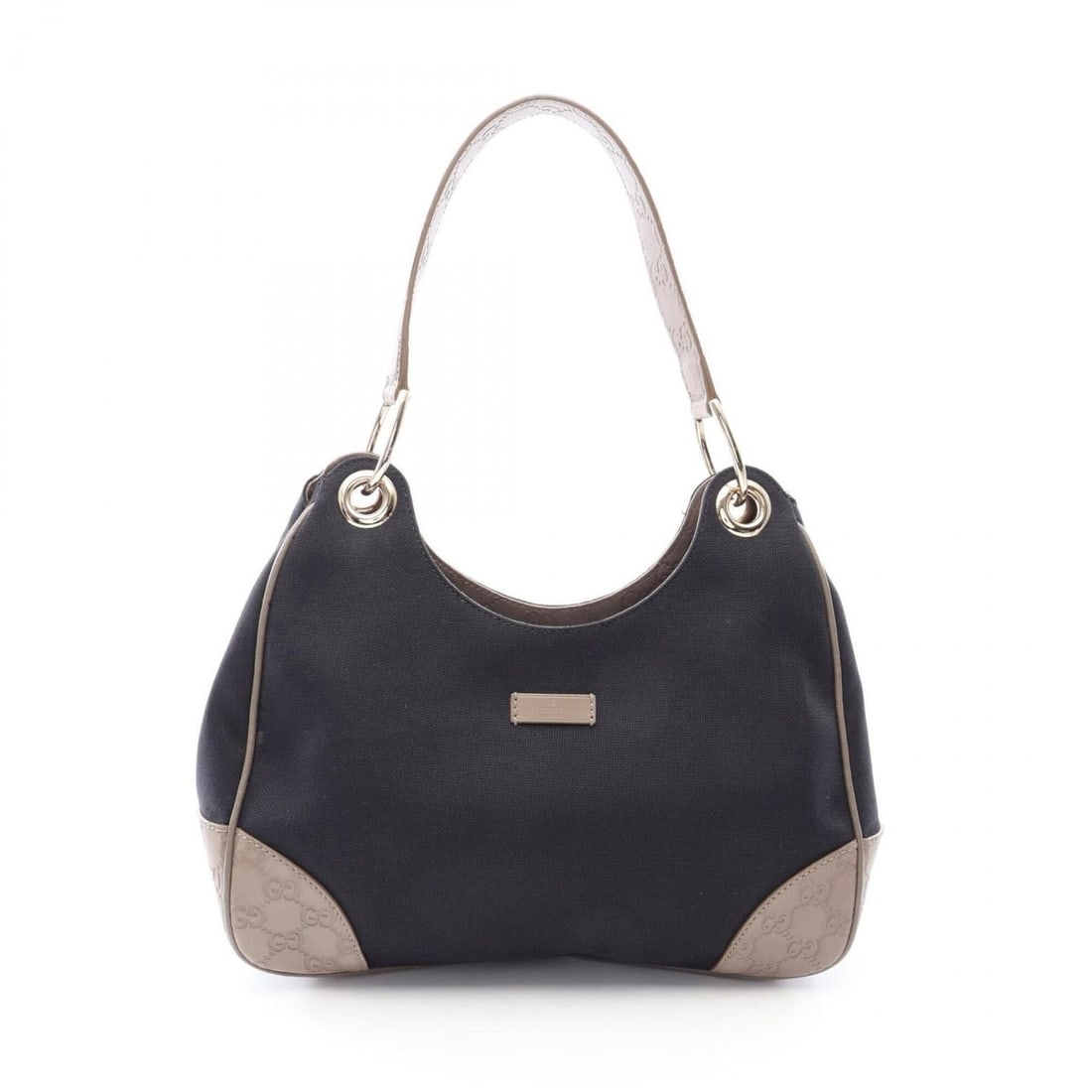 Gucci Guccissima Shoulder Bag Handbag Canvas Leather Women's Black/Beige 257265 (1 of 14)