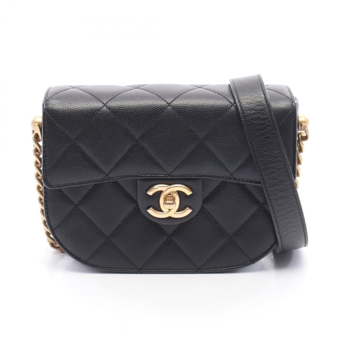 Chanel Matelassé Small Flap Shoulder Bag/Handbag, Caviar Leather (Grained Calfskin), Women's, Black: --- Catalog ---Category: SizeSize (HxWxD): 14cm x 18.5cm x 6cm / 5.51'' x 7.28'' x 2.36''Category: DesignType: Handbag, Shoulder bagColor: BlackGender: WomenMaterial: Grained Calfskin Hardware Color: 