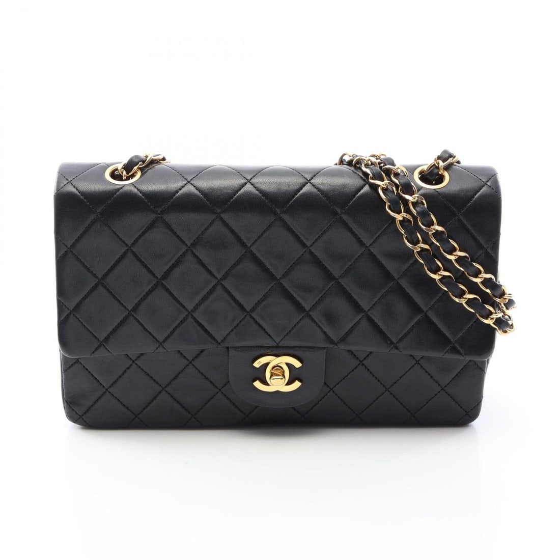 Chanel Matelassé Double Flap Shoulder Bag/Handbag, Lambskin Leather, Women's, Black: --- Catalog ---Category: SizeSize (HxWxD): 16cm x 25cm x 6.5cm / 6.29'' x 9.84'' x 2.55''Category: DesignType: Handbag, Shoulder bagColor: BlackGender: WomenMaterial: Leather Hardware Color: GoldLeath