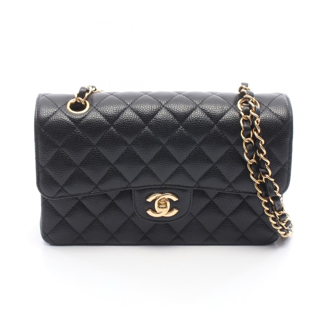 Chanel Matelassé Double Flap Shoulder Bag/Handbag, Caviar Leather (Grained Calfskin), Women's,: --- Catalog ---Category: SizeSize (HxWxD): 14cm x 23cm x 6cm / 5.51'' x 9.05'' x 2.36''Category: DesignType: Handbag, Shoulder bagColor: BlackGender: WomenMaterial: Grained Calfskin Hardware Color: Go