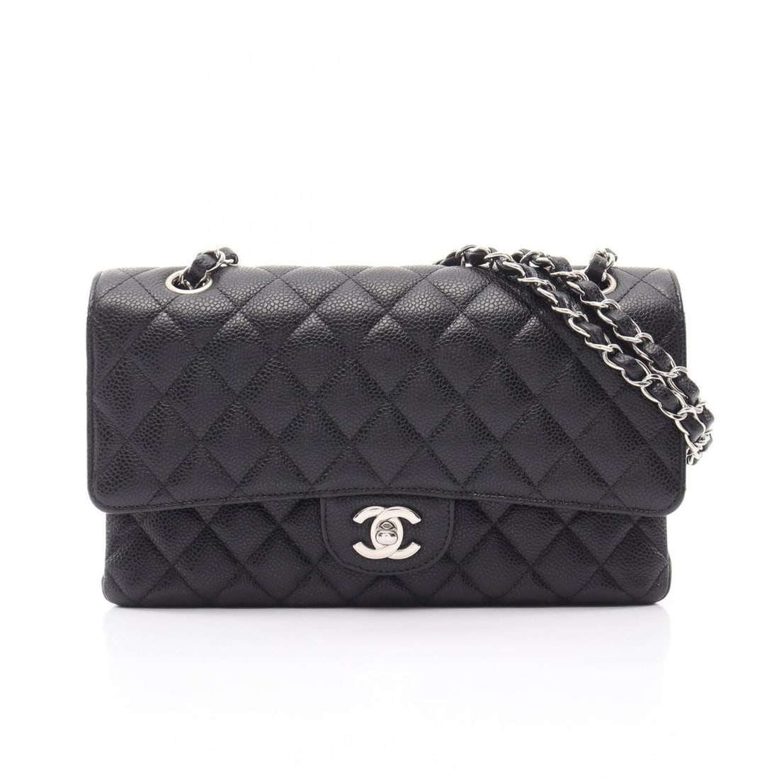Chanel Matelassé Double Flap Shoulder Bag/Handbag, Caviar Leather (Grained Calfskin), Women's,: --- Catalog ---Category: SizeSize (HxWxD): 16cm x 25cm x 6.5cm / 6.29'' x 9.84'' x 2.55''Category: DesignType: Handbag, Shoulder bagColor: BlackGender: WomenMaterial: Grained Calfskin Hardware Color: 