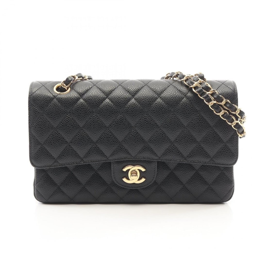 Chanel Matelassé Double Flap Shoulder Bag/Handbag, Caviar Leather (Grained Calfskin), Women's,: --- Catalog ---Category: SizeSize (HxWxD): 16cm x 25cm x 6.5cm / 6.29'' x 9.84'' x 2.55''Category: DesignType: Handbag, Shoulder bagColor: BlackGender: WomenMaterial: Grained Calfskin Hardware Color: 