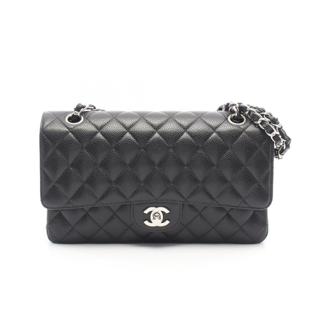 Chanel Matelassé Double Flap Shoulder Bag/Handbag, Caviar Leather (Grained Calfskin), Women's,: --- Catalog ---Category: SizeSize (HxWxD): 16cm x 25cm x 6.5cm / 6.29'' x 9.84'' x 2.55''Category: DesignType: Handbag, Shoulder bagColor: BlackGender: WomenMaterial: Grained Calfskin Hardware Color: 