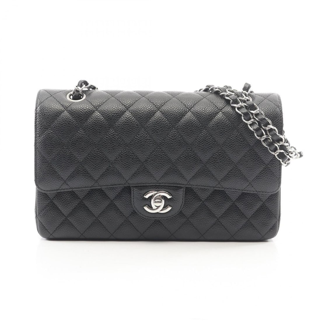 Chanel Matelassé Double Flap Shoulder Bag/Handbag, Caviar Leather (Grained Calfskin), Women's,: --- Catalog ---Category: SizeSize (HxWxD): 16cm x 25cm x 6.5cm / 6.29'' x 9.84'' x 2.55''Category: DesignType: Handbag, Shoulder bagColor: BlackGender: WomenMaterial: Grained Calfskin Hardware Color: 