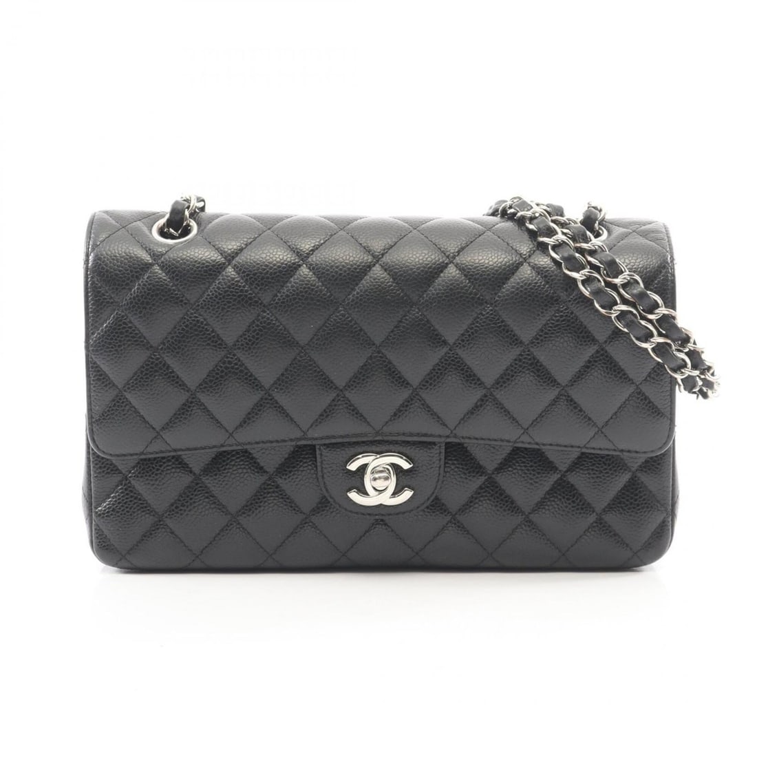 Chanel Matelassé Double Flap Shoulder Bag/Handbag, Caviar Leather (Grained Calfskin), Women's,: --- Catalog ---Category: SizeSize (HxWxD): 16cm x 25cm x 6.5cm / 6.29'' x 9.84'' x 2.55''Category: DesignType: Handbag, Shoulder bagColor: BlackGender: WomenMaterial: Grained Calfskin Hardware Color: 