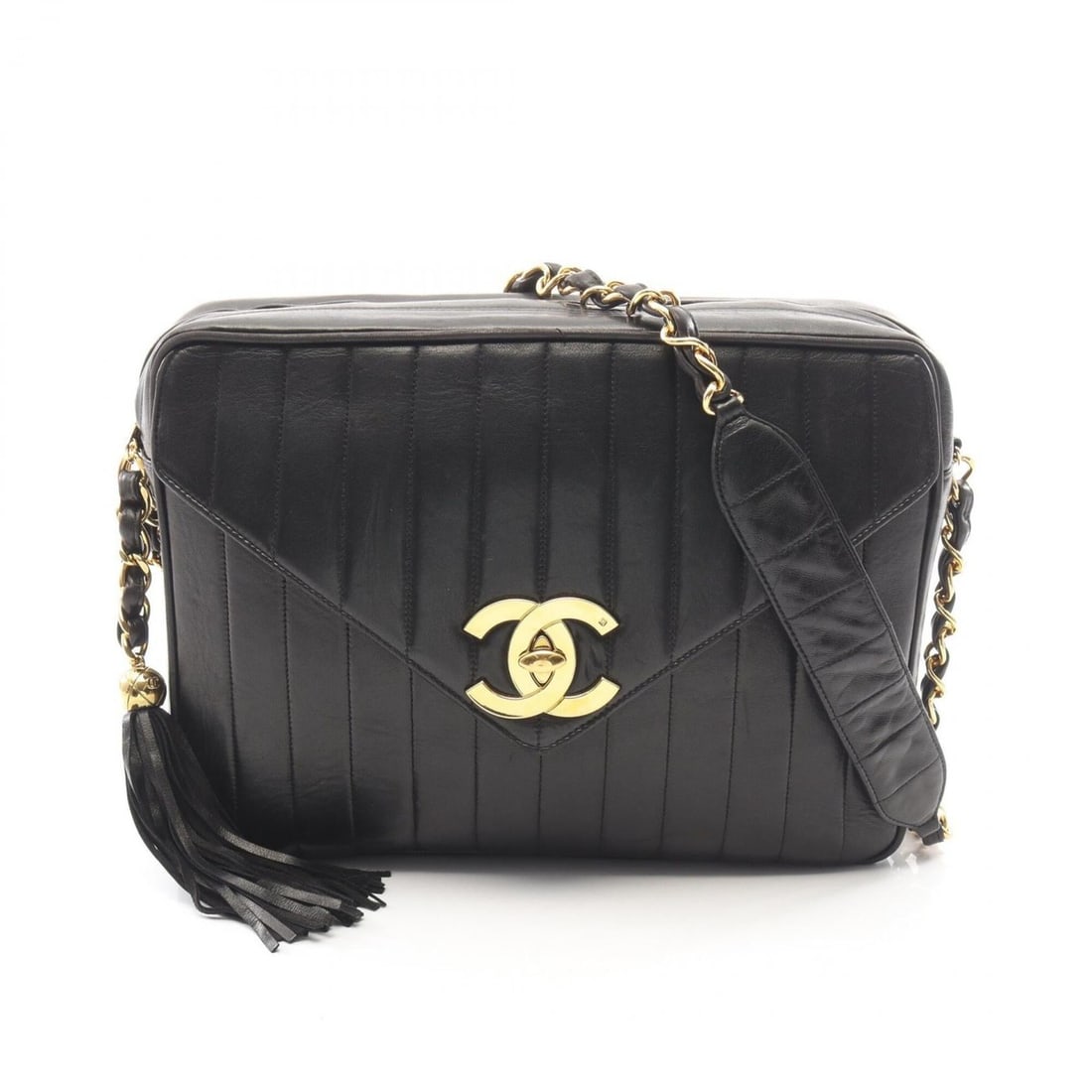 Chanel Mademoiselle Tassel Shoulder Bag/Handbag, Lambskin Leather, Women's, Black: --- Catalog ---Category: SizeSize (HxWxD): 22cm x 30cm x 7.5cm / 8.66'' x 11.81'' x 2.95''Category: DesignType: Handbag, Shoulder bagColor: BlackGender: WomenMaterial: Leather Hardware Color: GoldLeat