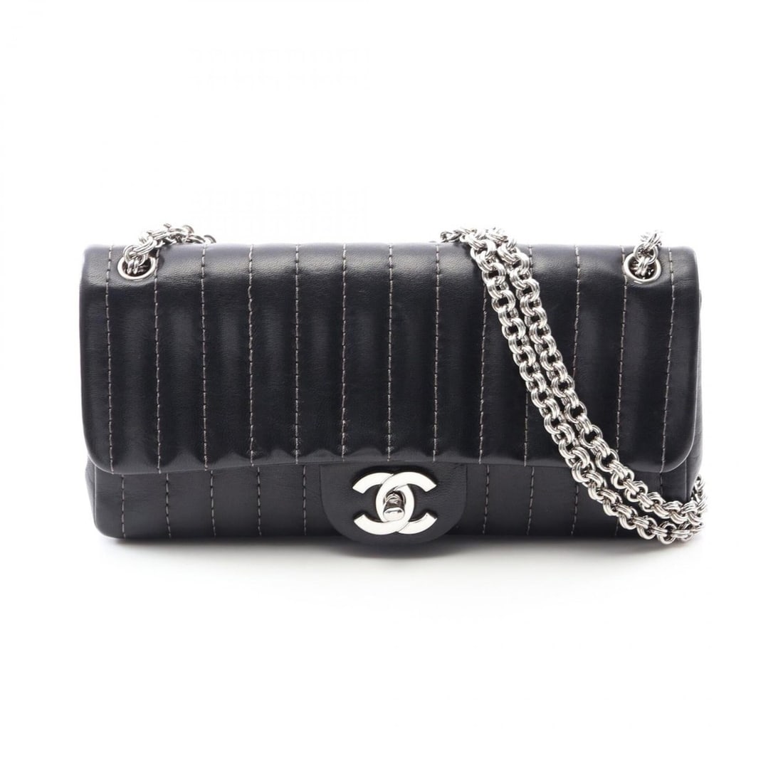 Chanel Mademoiselle Shoulder Bag/Handbag, Lambskin Leather, Women's, Black: --- Catalog ---Category: SizeSize (HxWxD): 12cm x 25cm x 4.5cm / 4.72'' x 9.84'' x 1.77''Category: DesignType: Handbag, Shoulder bagColor: BlackGender: WomenMaterial: Leather Hardware Color: SilverLea