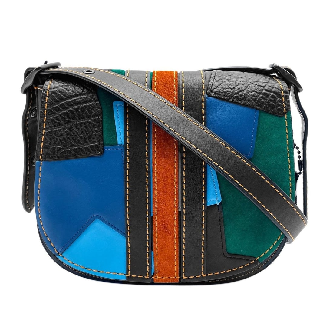 COACH Saddlebag Varsity Patchwork Shoulder Bag 20115 Glovetanned Leather Black Men's and Women's: --- Catalog ---Category: SizeSize (HxWxD): 20cm x 22cm x 6cm / 7.87'' x 8.66'' x 2.36''Category: DesignType: Shoulder bagColor: Black, Blue, BrownGender: Men,WomenMaterial: Leather Category: GeneralMP
