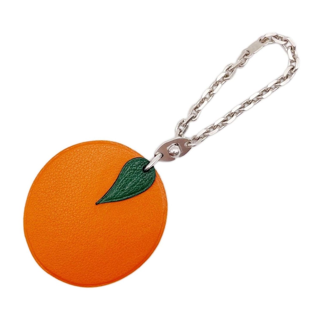 HERMES Fruit Charm Orange Keychain Leather SV925 Men's Women's: --- Catalog ---Category: DesignType: KeyringColor: OrangeGender: Men,WomenMaterial: Leather, Silver 925Category: GeneralBrand: Hermes--- Item List ---Section: ConditionRanking: Rank A Used - A few tra