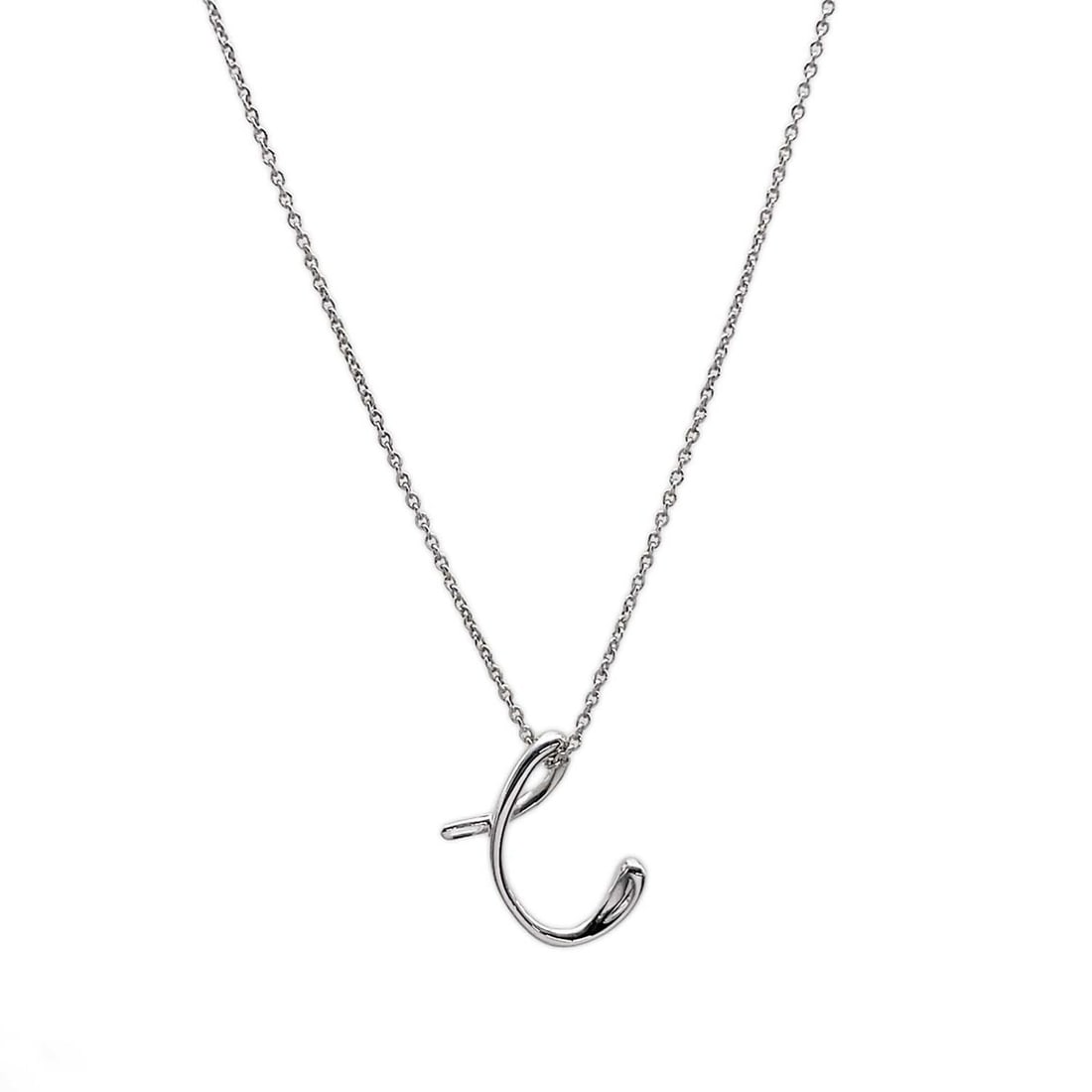 TIFFANY&Co. Tiffany Letter C Initial Necklace Pendant by Elsa Peretti, SV925 Silver, Men's and: --- Catalog ---Category: SizePendant Size: 14mm x 12mm / 0.55'' x 0.47''Neck Circumference: 40.5 cm / 15.94''Category: DesignColor: SilverGender: Men,WomenMaterial: Silver 925Pendant Type: PendantNeck
