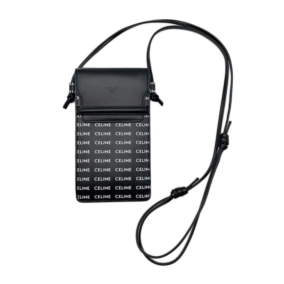 CELINE Phone Pouch Shoulder Bag Logo Leather Black Men's Women's: --- Catalog ---Category: SizeSize (HxWxD): 18cm x 10cm x 1cm / 7.08'' x 3.93'' x 0.39''Category: DesignType: Shoulder bagColor: Black, WhiteGender: Men,WomenMaterial: Leather , PVC Category: GeneralBr