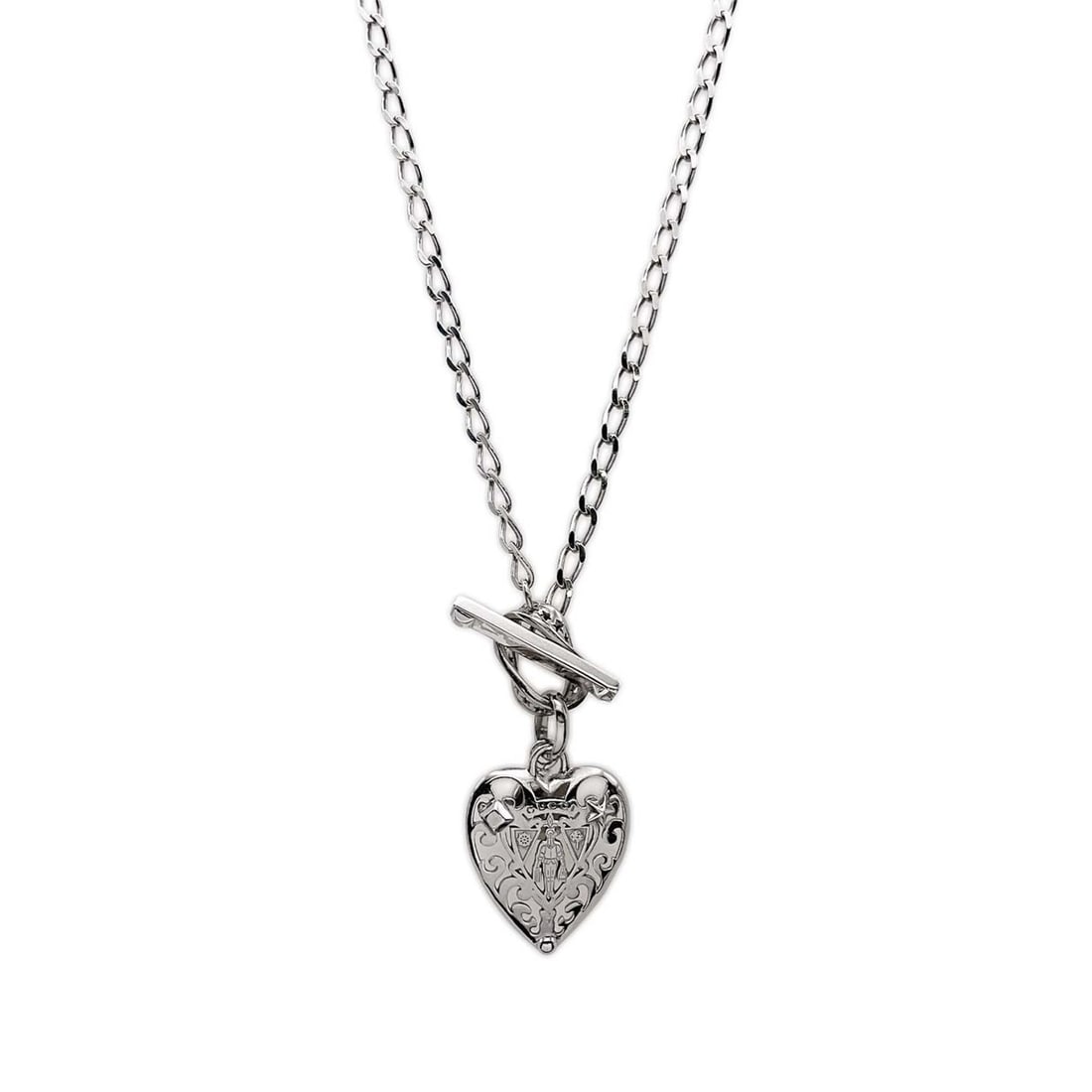 GUCCI Crest Heart Necklace Pendant Toggle SV925 Silver Men's Women's: --- Catalog ---Category: SizePendant Size: 30mm x 25mm / 1.18'' x 0.98''Neck Circumference: 50 cm / 19.68''Category: DesignColor: SilverGender: Men,WomenMaterial: Silver 925Pendant Type: PendantNeckla