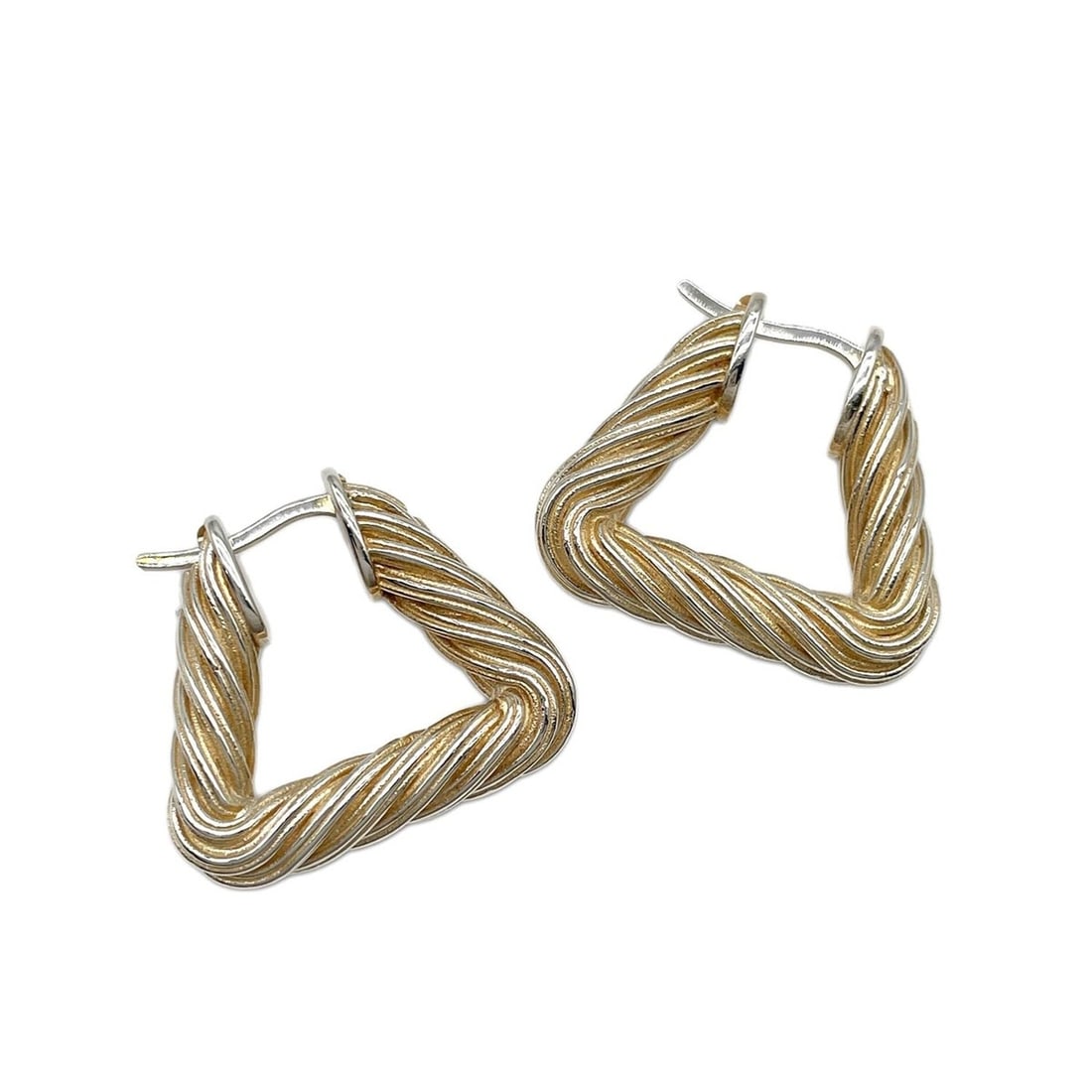 BOTTEGA VENETA Cord Triangle Twist Hoop Earrings, SV925 Silver, Men's & Women's (1 of 9)