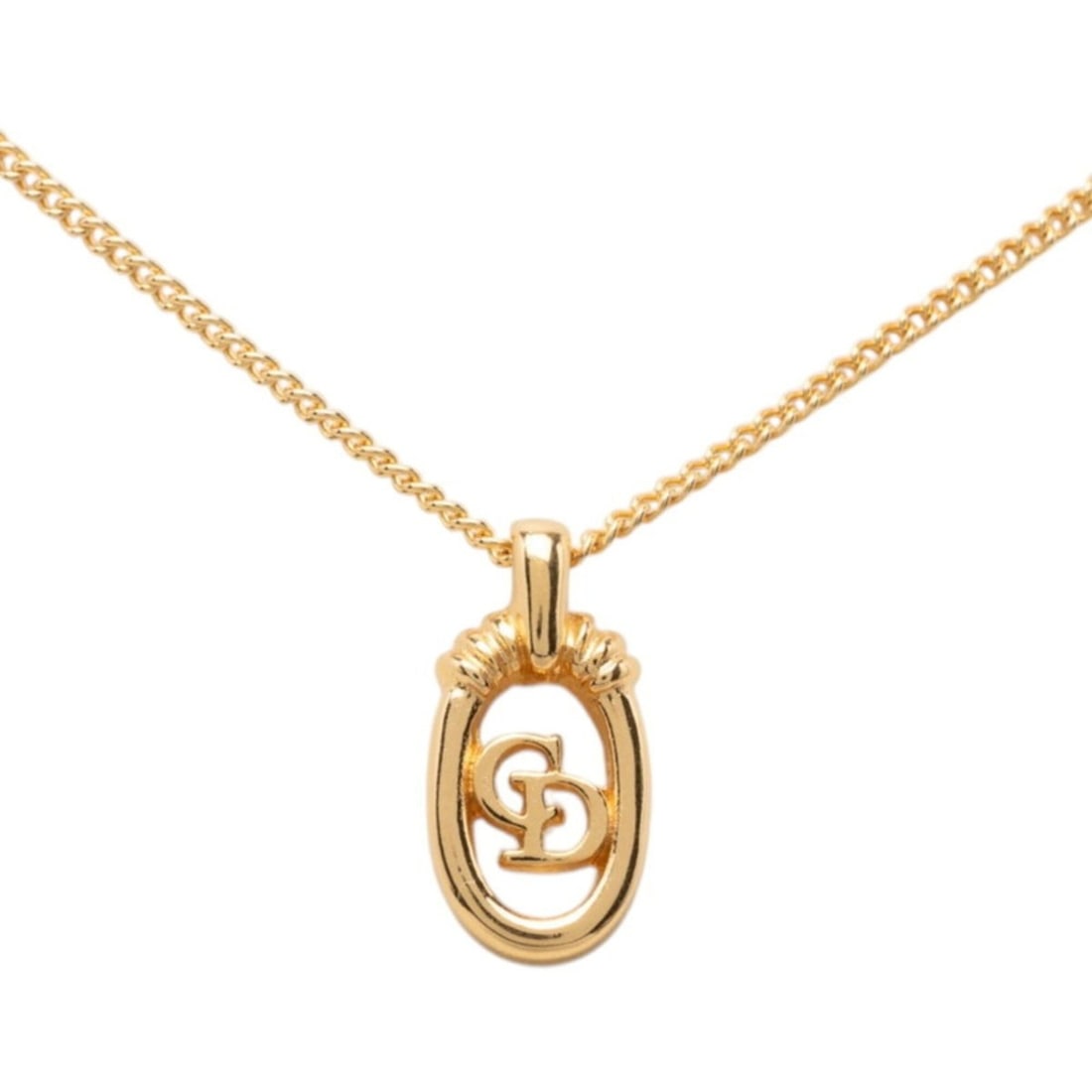 Christian Dior Dior CD Logo Necklace, Gold Plated, Women's: --- Catalog ---Category: SizePendant Size: 18.9mm x 9.5mm / 0.74'' x 0.37''Neck Circumference: 42 cm / 16.53''Category: DesignColor: GoldGender: WomenNecklace Type: NecklaceCategory: GeneralBrand: Chr
