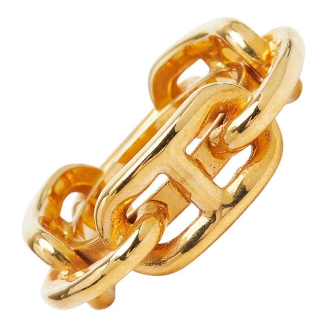 Hermes Legato Chaine d'Ancre Scarf Ring, Gold Plated, Women's: --- Catalog ---Category: DesignType: Scarf ringColor: GoldGender: WomenCategory: GeneralBrand: HermesCategory: Physical PropertiesSize (HxWxD): 1.98cm x 9.90mm / 0.77'' x 0.38''--- Item List ---Sectio