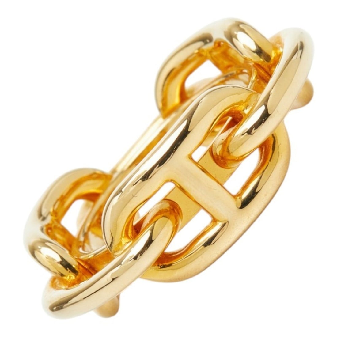 Hermes Legato Chaine d'Ancre Scarf Ring, Gold Plated, Women's: --- Catalog ---Category: DesignType: Scarf ringColor: GoldGender: WomenCategory: GeneralBrand: HermesCategory: Physical PropertiesSize (HxWxD): 1.96cm x 1.03cm / 0.77'' x 0.4''--- Item List ---Section