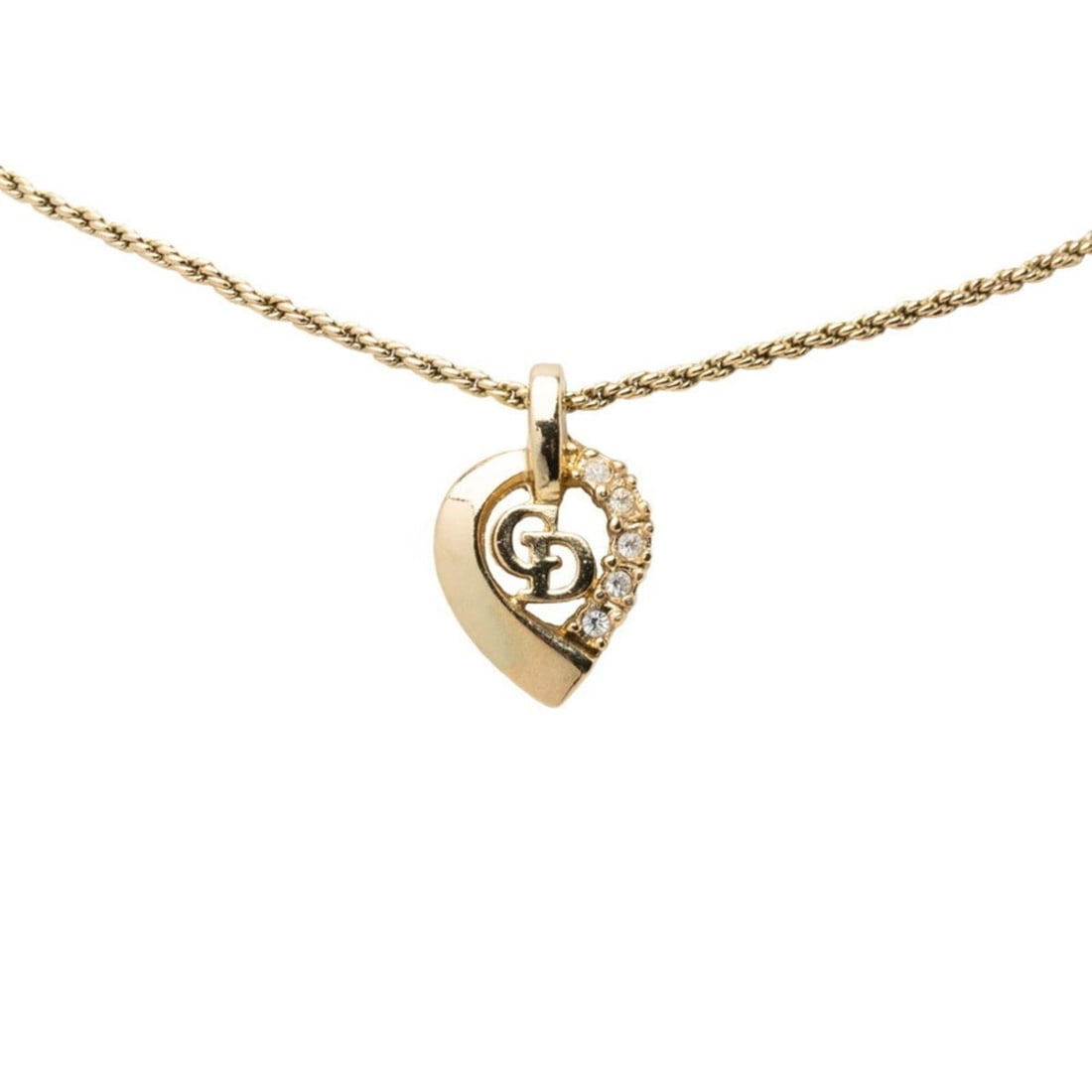Christian Dior Dior CD Logo Necklace, Gold Plated, Rhinestones, Women's: --- Catalog ---Category: SizePendant Size: 20.5mm x 13mm / 0.8'' x 0.51''Neck Circumference: 44 cm / 17.32''Category: DesignColor: GoldGender: WomenMaterial: RhinestoneNecklace Type: NecklaceCategory: