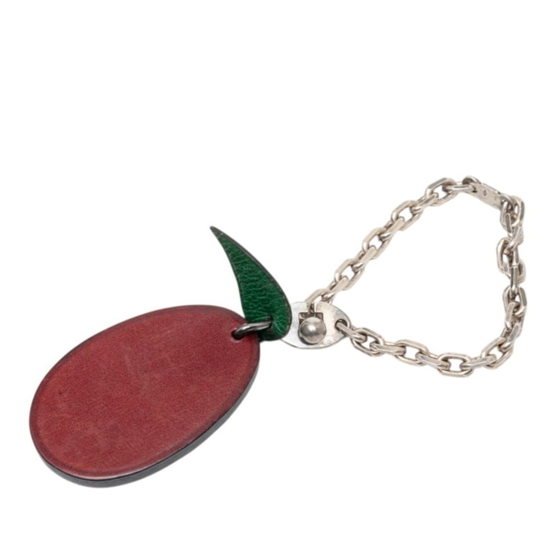 Hermes Plum Motif Charm Keychain, Wine Red/Green Leather, Women's HERMES: --- Catalog ---Category: SizeSize (HxWxD): 4.2cm x 2.5cm / 1.65'' x 0.98''Category: DesignType: KeyringColor: Green, Red color, WineGender: WomenMaterial: LeatherCategory: GeneralBrand: Hermes--- Item