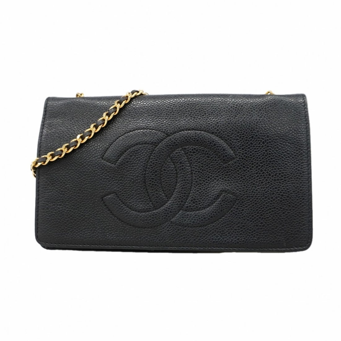 Chanel Wallet/Shoulder Wallet, Caviar Leather, Black, Women's, P3165181: --- Catalog ---Category: SizeSize (HxWxD): 12cm x 20.5cm x 5cm / 4.72'' x 8.07'' x 1.96''Category: DesignType: Chain/Shoulder walletColor: BlackGender: WomenMaterial: Grained Calfskin Category: Genera