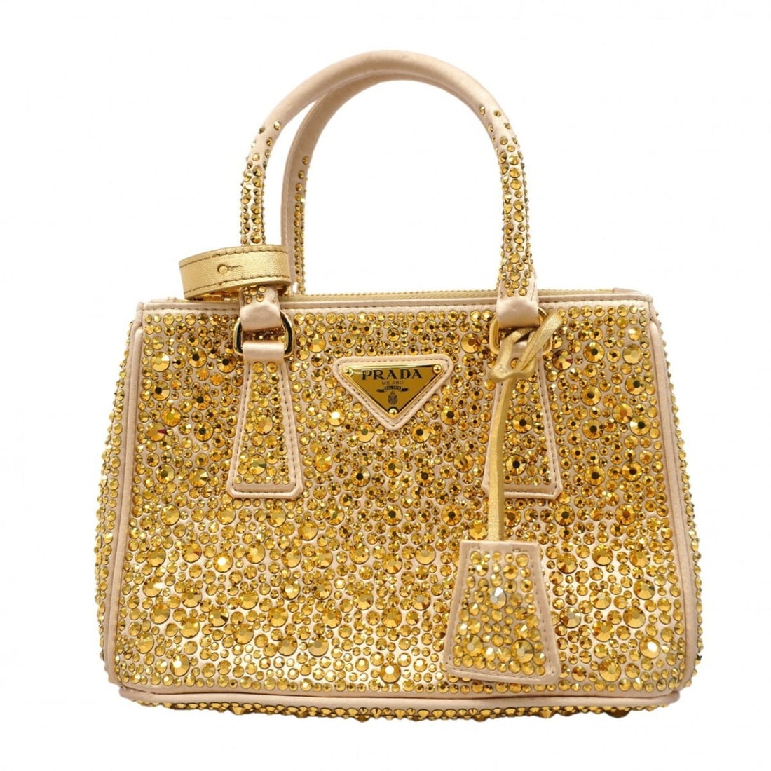 Prada handbag, crystal satin, gold, women's, P3164204: --- Catalog ---Category: SizeSize (HxWxD): 14.5cm x 20.5cm x 10cm / 5.7'' x 8.07'' x 3.93''Category: DesignType: HandbagColor: GoldGender: WomenMaterial: Satin Hardware Color: GoldCategory: GeneralBra