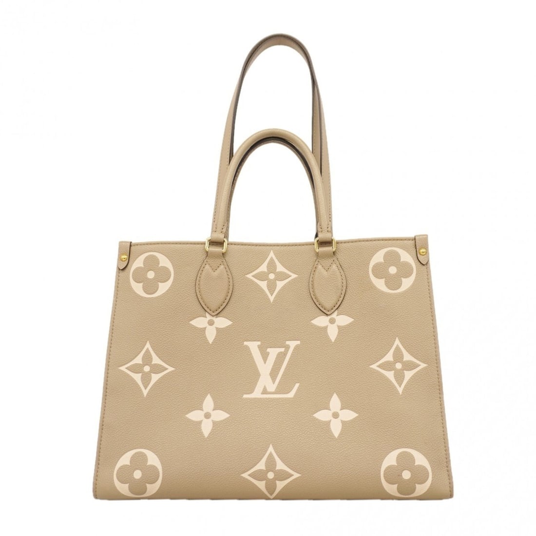 Louis Vuitton Monogram Empreinte Bicolor OnTheGo MM Tote Bag M45494 Tourtrell Crème 2-way bag for: --- Catalog ---Category: SizeSize (HxWxD): 26cm x 34.5cm x 15cm / 10.23'' x 13.58'' x 5.9''Category: DesignType: Tote bagColor: Cream, TourterelleGender: WomenCategory: GeneralMPN: M45494Brand: Louis 