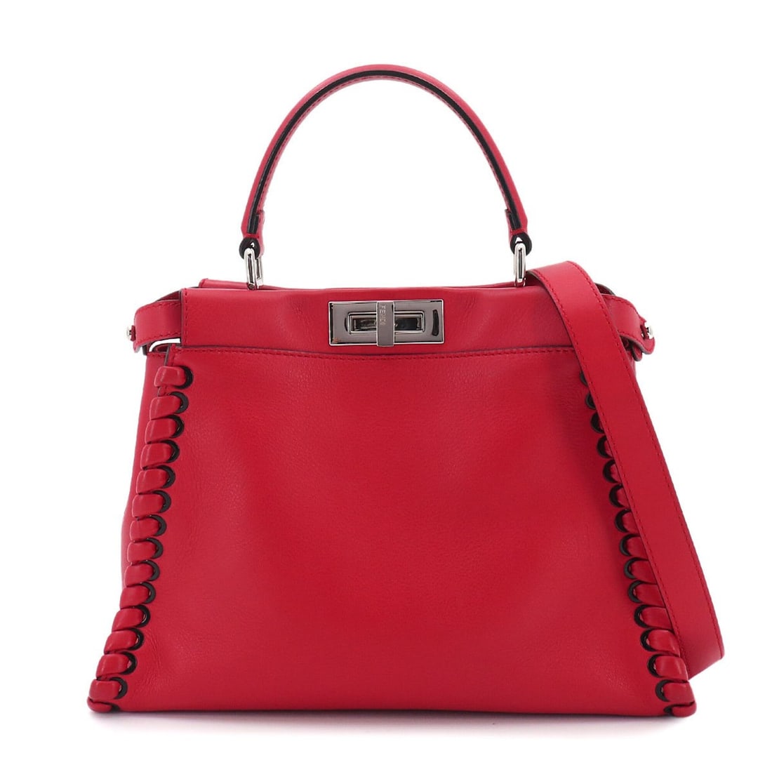 Fendi Peekaboo Regular 2-way Hand/Shoulder Handbag, Leather, Red, 8BN290 Selleria: --- Catalog ---Category: SizeSize (HxWxD): 25cm x 34cm x 11cm / 9.84'' x 13.38'' x 4.33''Category: DesignType: HandbagColor: Red colorGender: WomenMaterial: Leather Category: GeneralMPN: 8BN290Brand: 