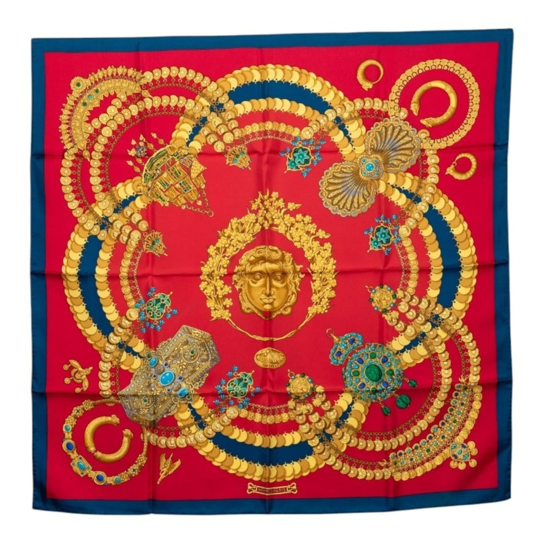 Hermes Carre 90 Kosmima Scarf/Muffler, Large Size, Red/Multicolor Silk, Women's: --- Catalog ---Category: SizeSize (LxW): 90cm x 90cm / 35.43'' x 35.43''Category: DesignType: ScarfColor: Multi-color, Red colorGender: WomenMaterial: Silk Category: GeneralBrand: Hermes--- Item List 