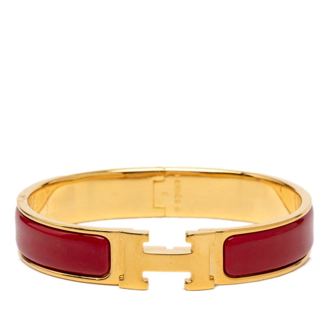 Hermes Click H PM Bracelet Bangle Gold Red Plated Women's HERMES: --- Catalog ---Category: SizeLength: 16cm / 6.29''Category: DesignType: Charm braceletColor: Gold, Red colorGender: WomenMaterial: Gold platingCategory: GeneralBrand: Hermes--- Item List ---Section: C