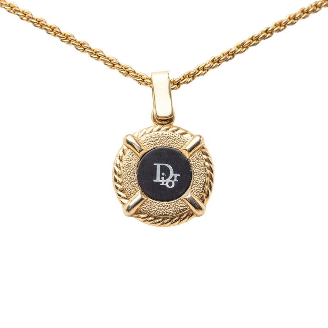 Christian Dior Dior Vintage CD Logo Necklace, Gold and Black Plated, Women's.: --- Catalog ---Category: SizePendant Size: 18.4mm x 18.4mm / 0.72'' x 0.72''Neck Circumference: 45 cm / 17.71''Category: DesignColor: Black, GoldGender: WomenMaterial: Gold platingNecklace Type: Neckl