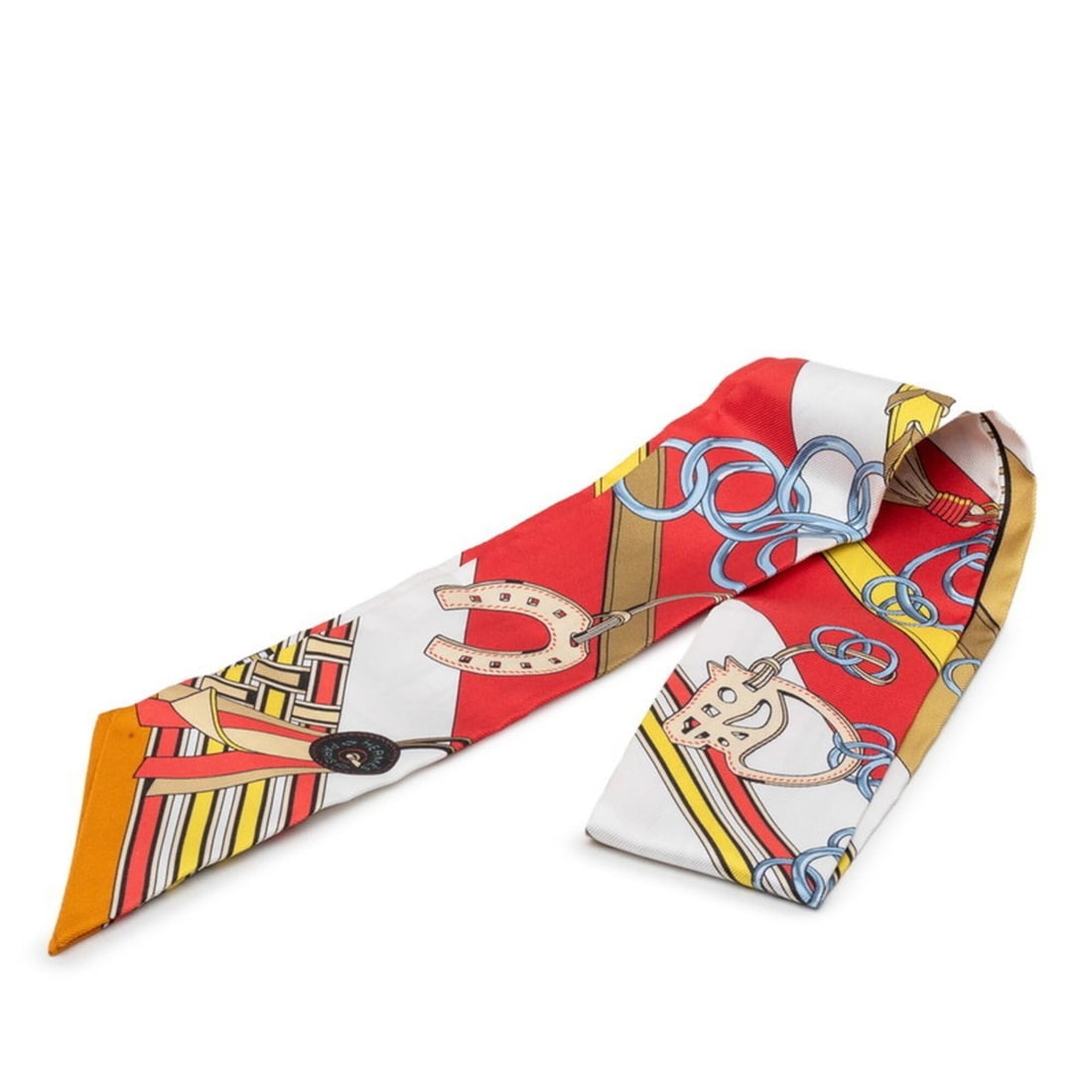 Hermes Twilly Brides et Gris (Horse Bridle and Charm) Scarf/Muffler, White/Multicolor Silk, Women's: --- Catalog ---Category: SizeSize (LxW): 85cm x 5cm / 33.46'' x 1.96''Category: DesignType: ScarfColor: Multi-color, WhiteGender: WomenMaterial: Silk Category: GeneralBrand: Hermes--- Item List ---Sec