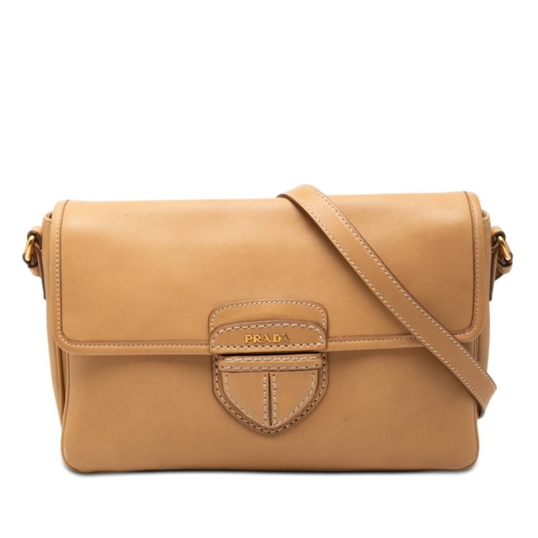 Prada Triangle Logo Plate Crossbody Shoulder Bag, Beige Leather, Women's PRADA: --- Catalog ---Category: SizeSize (HxWxD): 19.5cm x 28cm x 3.5cm / 7.67'' x 11.02'' x 1.37''Category: DesignType: Shoulder bagColor: BeigeGender: WomenMaterial: Leather Category: GeneralBrand: Prada--