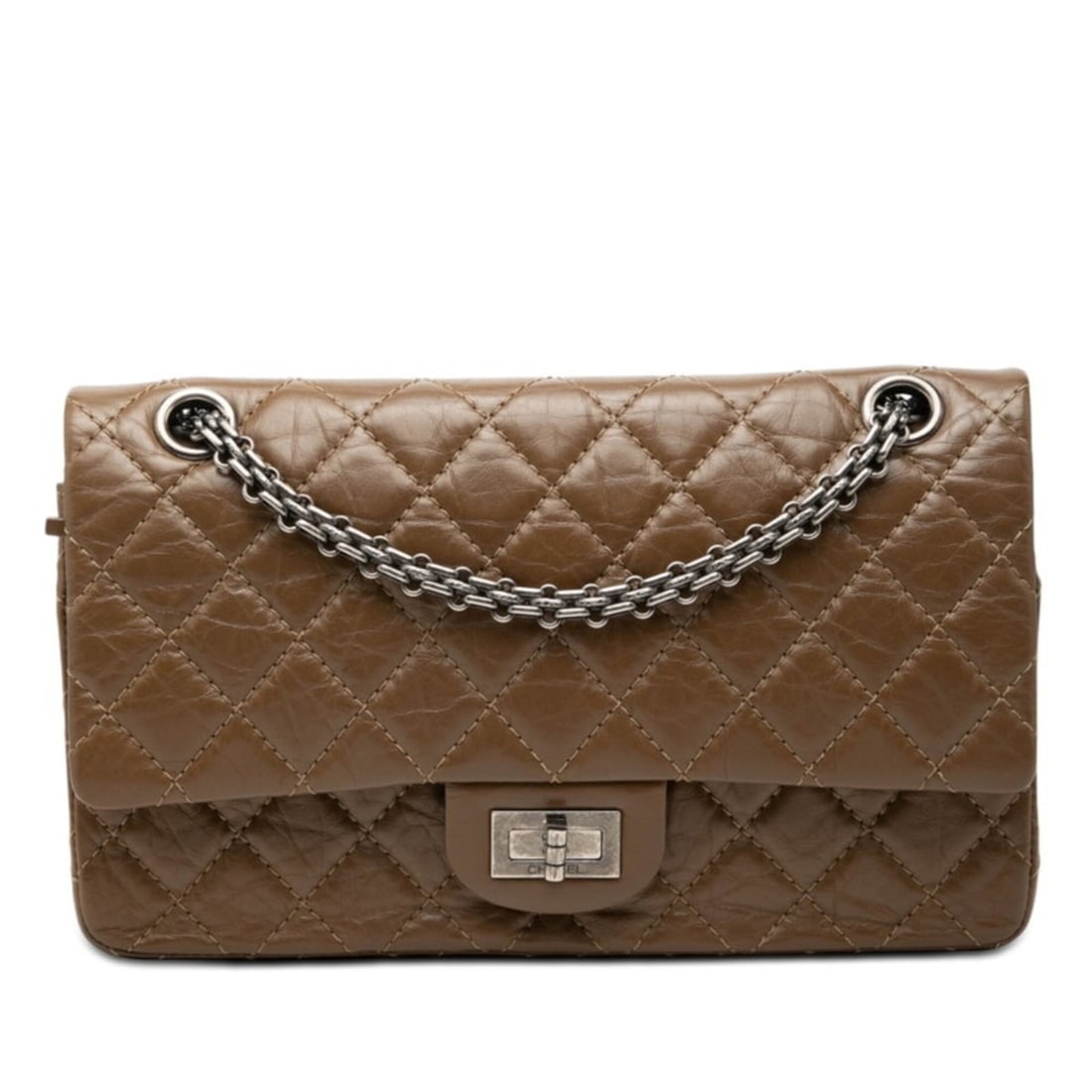 Chanel Matelassé 2.55 Double Flap Chain Shoulder Bag, Brown Leather, Women's CHANEL: --- Catalog ---Category: SizeSize (HxWxD): 15.5cm x 24.5cm x 8cm / 6.1'' x 9.64'' x 3.14''Category: DesignType: Shoulder bagColor: BrownGender: WomenMaterial: Leather Category: GeneralBrand: Chanel---