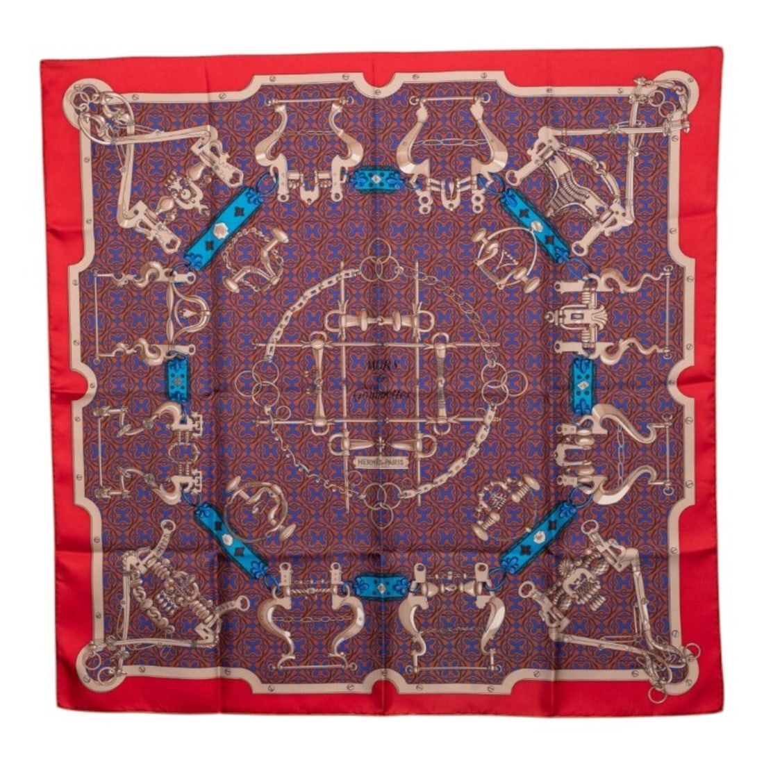 Hermes Carre 90 Mors Et Gourmettes (Horse Bit and Chain) Scarf/Muffler, Large, Multicolored, Silk,: --- Catalog ---Category: SizeSize (LxW): 87cm x 90cm / 34.25'' x 35.43''Category: DesignType: ScarfColor: Multi-colorGender: WomenMaterial: Silk Category: GeneralBrand: Hermes--- Item List ---Section: