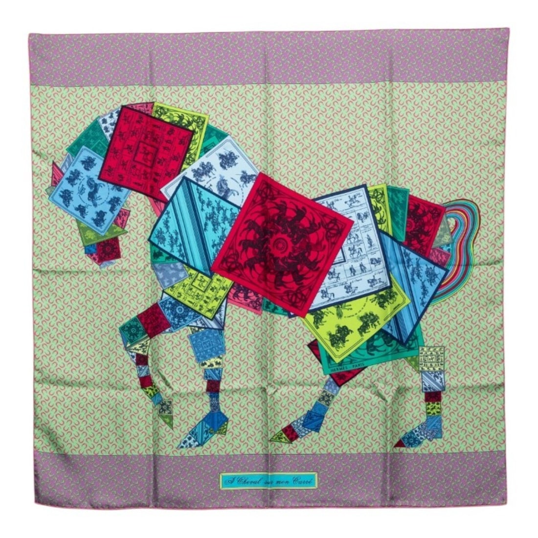 Hermes Carre 90 "A Cheval sur mon Carre" (Riding on a Horse) Scarf, Large, Multicolored Silk, (1 of 10)