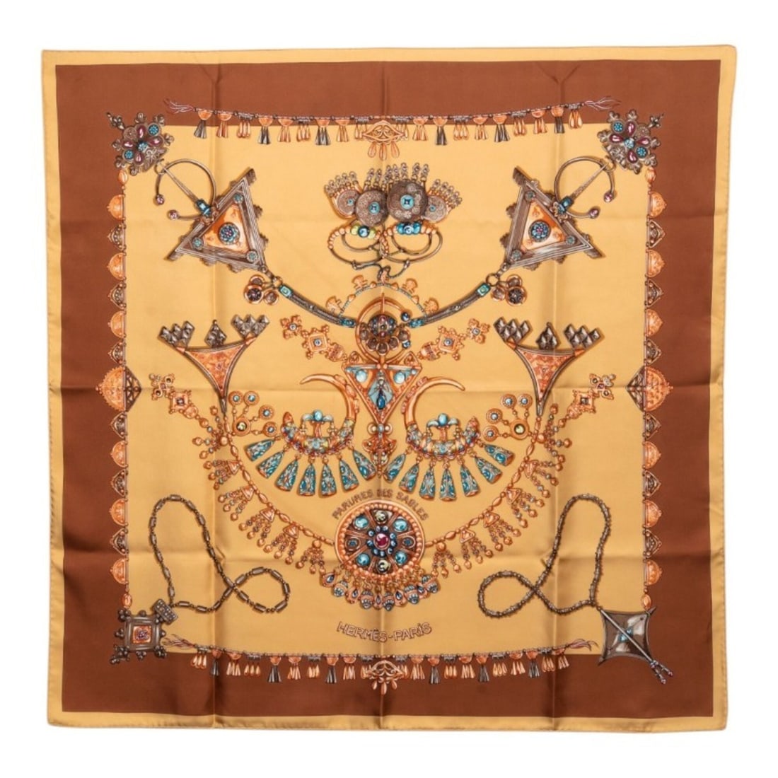 Hermes Carre 90 Parures des Sables (Desert Accessories) Scarf/Muffler, Large Size, Beige/Multicolor (1 of 13)
