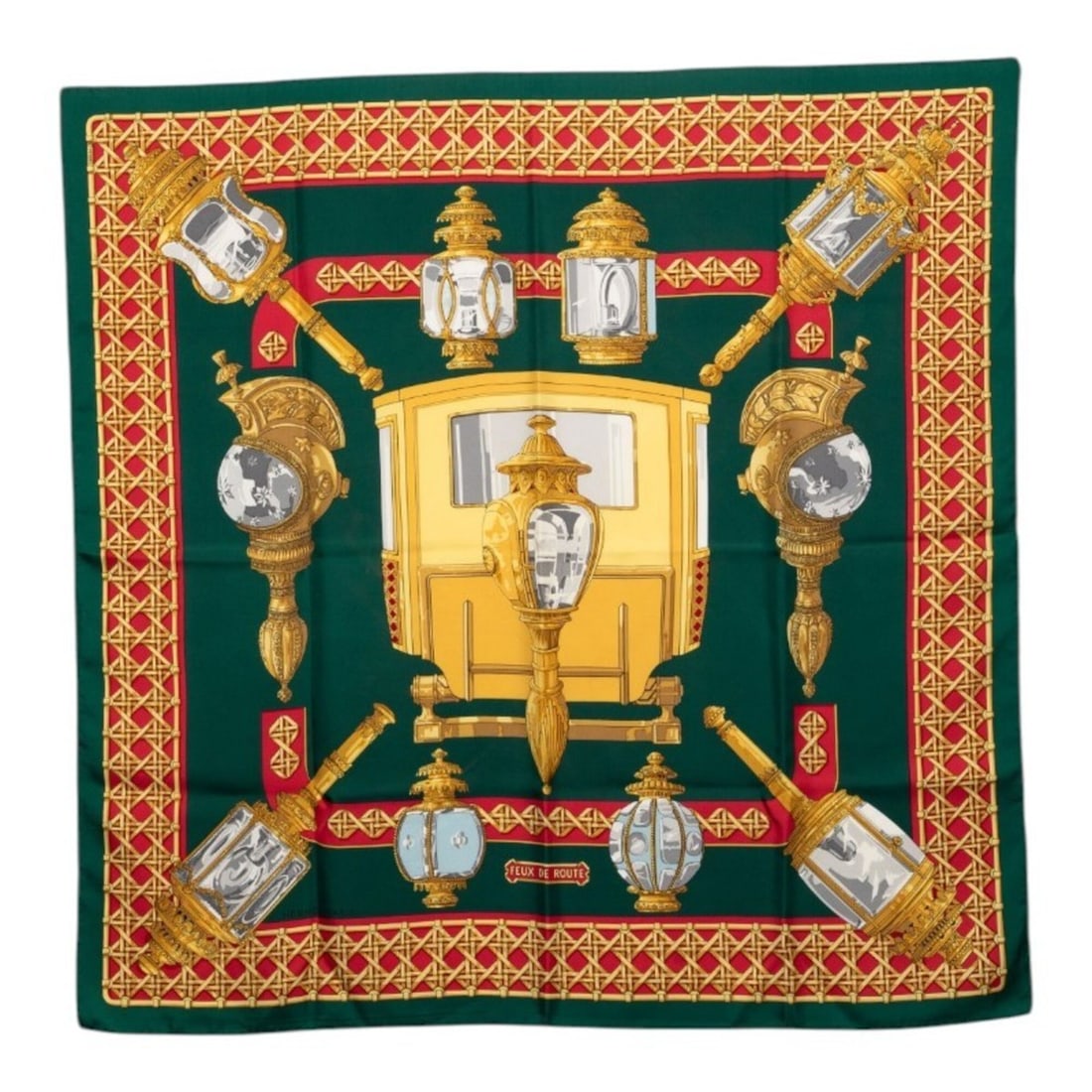 Hermes Carre 90 Feux de Route Carriage Lantern Scarf Muffler Large Multicolor Silk Women's HERMES: --- Catalog ---Category: SizeSize (LxW): 88cm x 89cm / 34.64'' x 35.03''Category: DesignType: ScarfColor: Multi-colorGender: WomenMaterial: Silk Category: GeneralBrand: Hermes--- Item List ---Section: