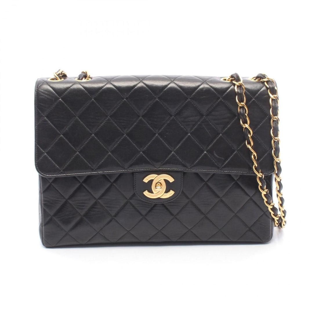 Chanel 30 Large Matelassé Single Flap Shoulder Bag/Handbag, Lambskin Leather, Women's, Black: --- Catalog ---Category: SizeSize (HxWxD): 21cm x 30cm x 8cm / 8.26'' x 11.81'' x 3.14''Category: DesignType: Handbag, Shoulder bagColor: BlackGender: WomenMaterial: Leather Hardware Color: GoldLeathe