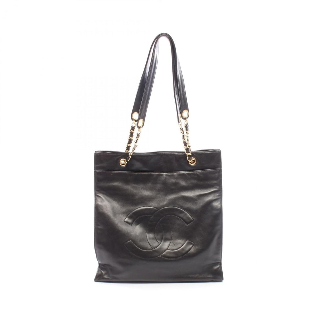 Chanel Coco Mark Tote Bag Handbag, Lambskin Leather, Women's, Black: --- Catalog ---Category: SizeSize (HxWxD): 37.5cm x 35.5cm x 11cm / 14.76'' x 13.97'' x 4.33''Category: DesignType: Handbag, Tote bagColor: BlackGender: WomenMaterial: Leather Hardware Color: GoldLeat