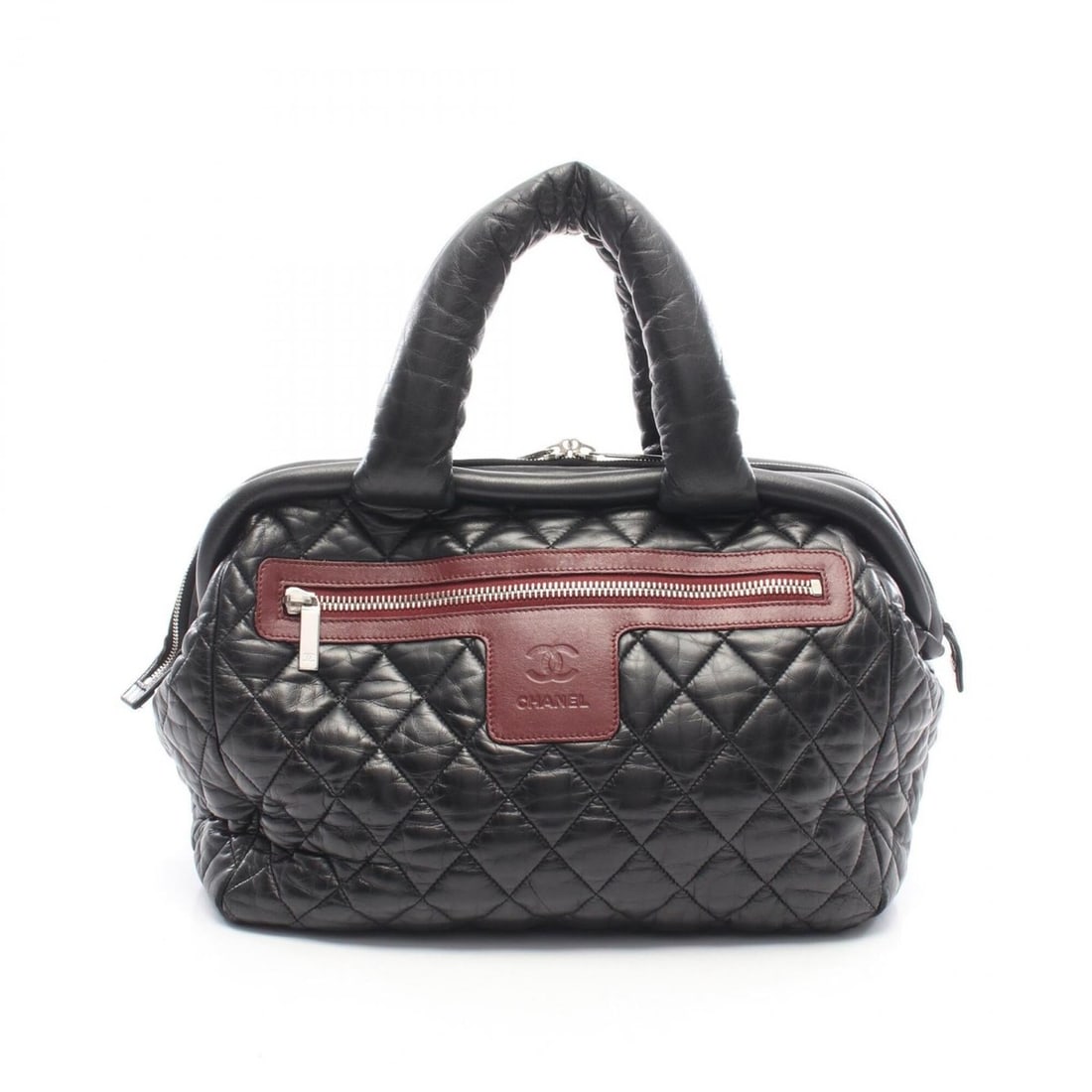 Chanel Coco Cocoon Tote Bag/Handbag, Lambskin Leather, Women's, Black/Burgundy: --- Catalog ---Category: SizeSize (HxWxD): 27cm x 34cm x 19cm / 10.62'' x 13.38'' x 7.48''Category: DesignType: Handbag, Tote bagColor: Black, BordeauxGender: WomenMaterial: Leather Hardware Color: Si
