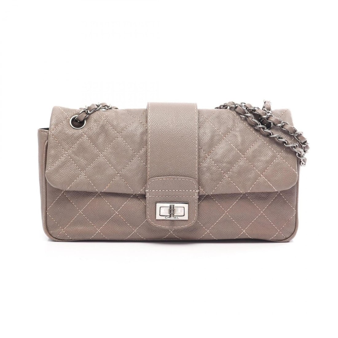 Chanel 2.55 Matelassé Chain Shoulder Bag/Handbag, Caviar Leather (Grained Calfskin), Women's, Beige (1 of 11)