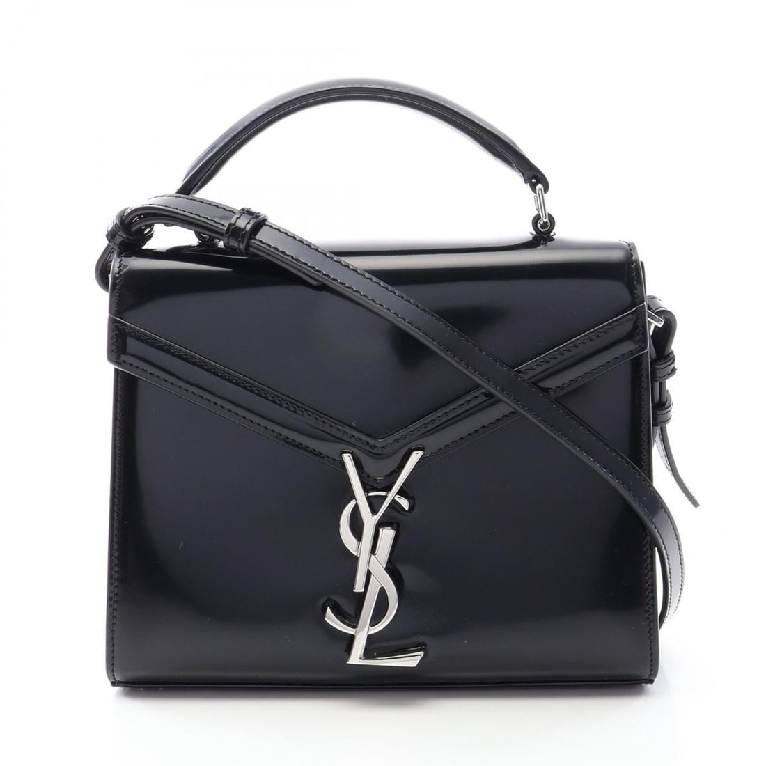 Yves Saint Laurent Saint Laurent Paris Cassandra 2-Way Handbag, Patent Leather, Women's, Black: --- Catalog ---Category: SizeSize (HxWxD): 17cm x 20cm x 7.5cm / 6.69'' x 7.87'' x 2.95''Category: DesignType: HandbagColor: BlackGender: WomenMaterial: Patent leather Category: GeneralBrand: Saint La