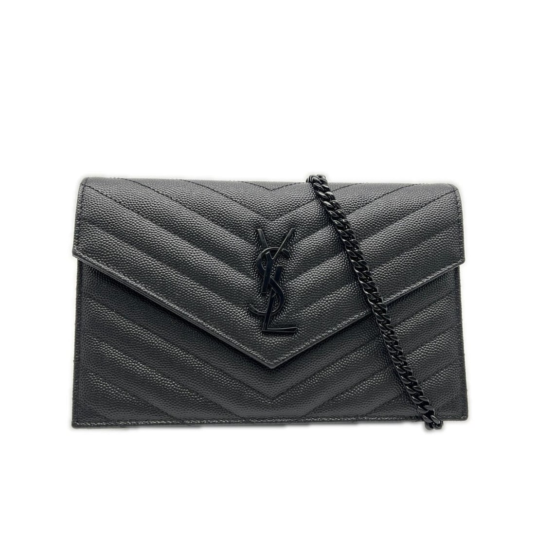 Yves Saint Laurent SAINT LAURENT PARIS Cassandra Envelope Chain Wallet 393953 (Grain de Poudre: --- Catalog ---Category: SizeSize (HxWxD): 12.5cm x 19cm x 3cm / 4.92'' x 7.48'' x 1.18''Strap Length: 125cm / 49.21''Category: DesignType: Shoulder bagColor: BlackGender: WomenMaterial: Leather Leath