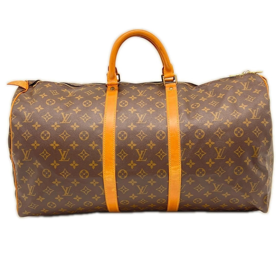 LOUIS VUITTON Louis Vuitton Monogram Keepall 55 M41424 Boston Bag Brown Beige Leather Women's (1 of 13)