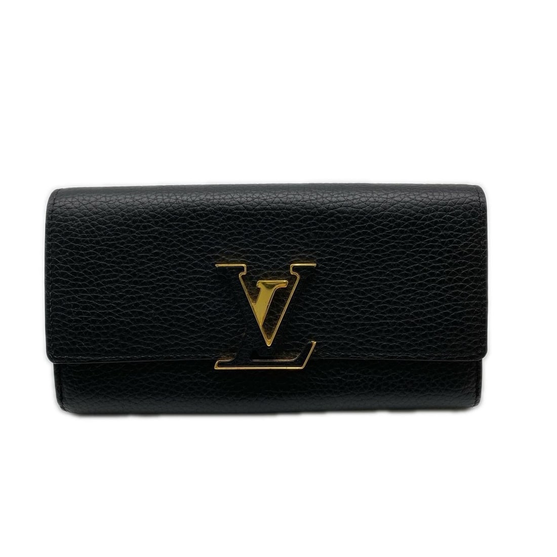 LOUIS VUITTON Louis Vuitton Taurillon Portefeuille Capucines Noir M61248 Long Wallet Black Leather (1 of 18)