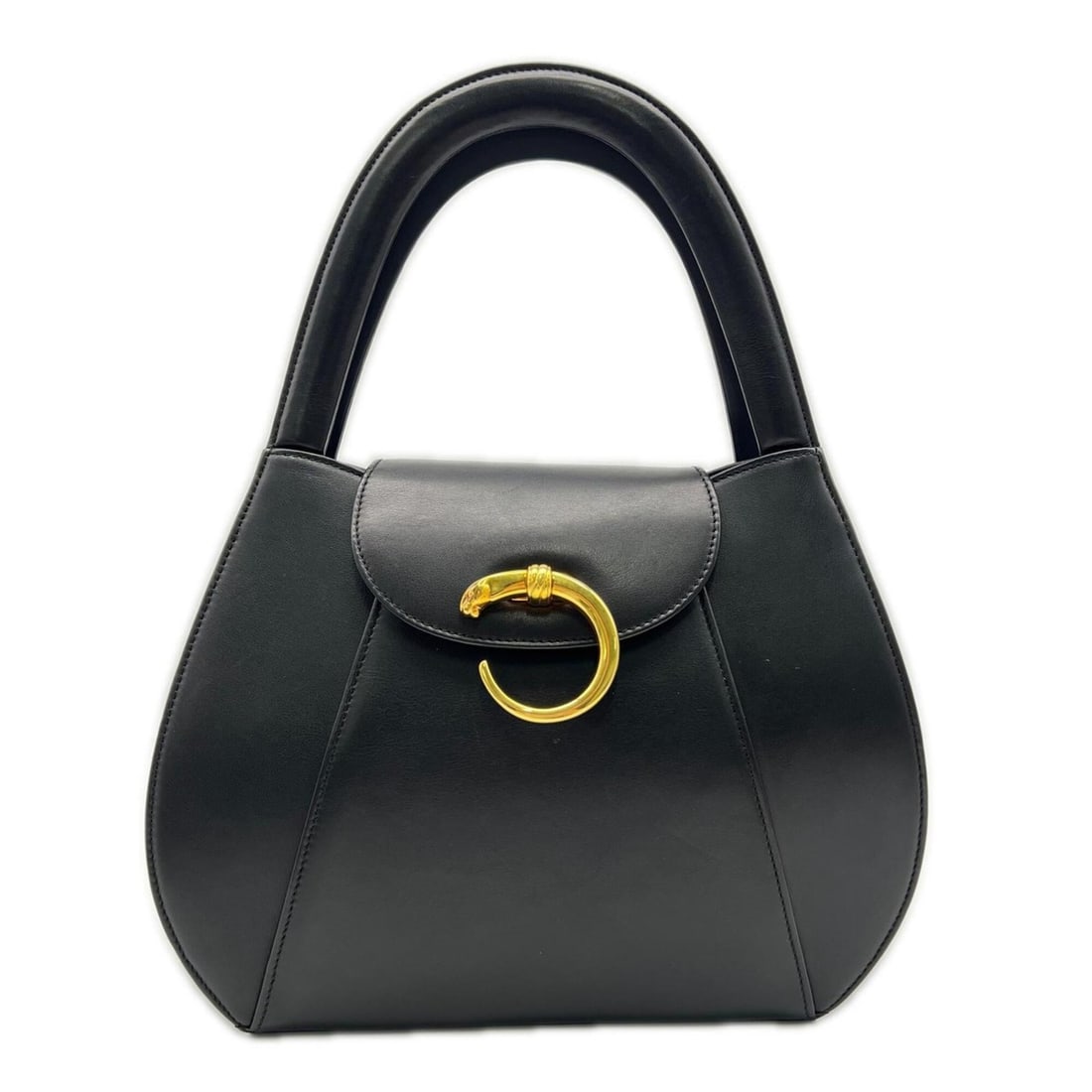 CARTIER Cartier Leather Panthère Handbag, Black, Women's: --- Catalog ---Category: SizeSize (HxWxD): 23cm x 29cm x 7cm / 9.05'' x 11.41'' x 2.75''Handle Length: 39cm / 15.35''Category: DesignType: HandbagColor: BlackGender: WomenClosure: Turn lockMaterial: L