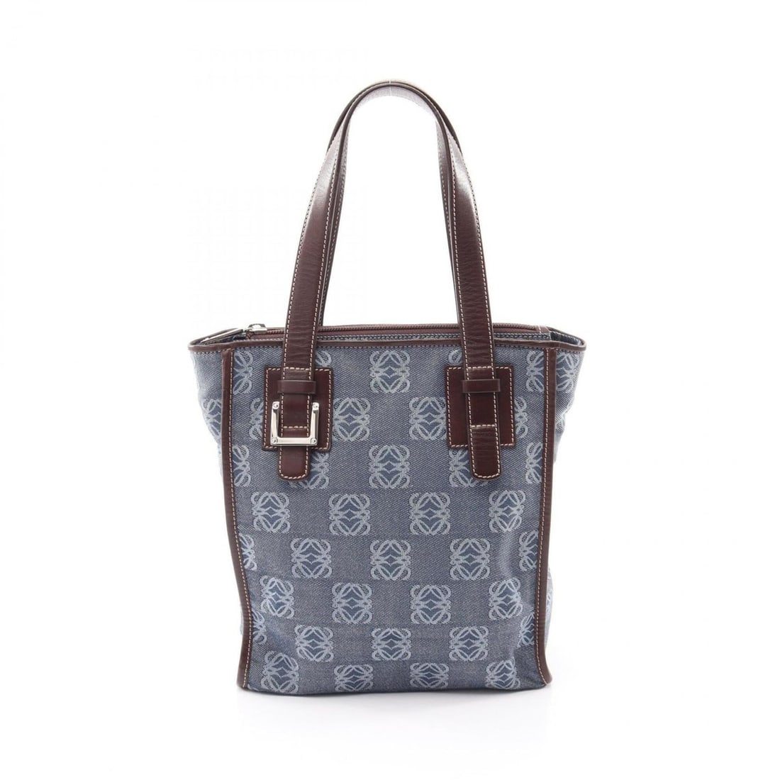 Loewe Repeat Anagram Tote Bag Handbag Canvas Leather Women's Navy Brown: --- Catalog ---Category: SizeSize (HxWxD): 24.5cm x 22cm x 9.5cm / 9.64'' x 8.66'' x 3.74''Category: DesignType: Handbag, Tote bagColor: Brown, NavyGender: WomenMaterial: Canvas , Leather Category: Ge