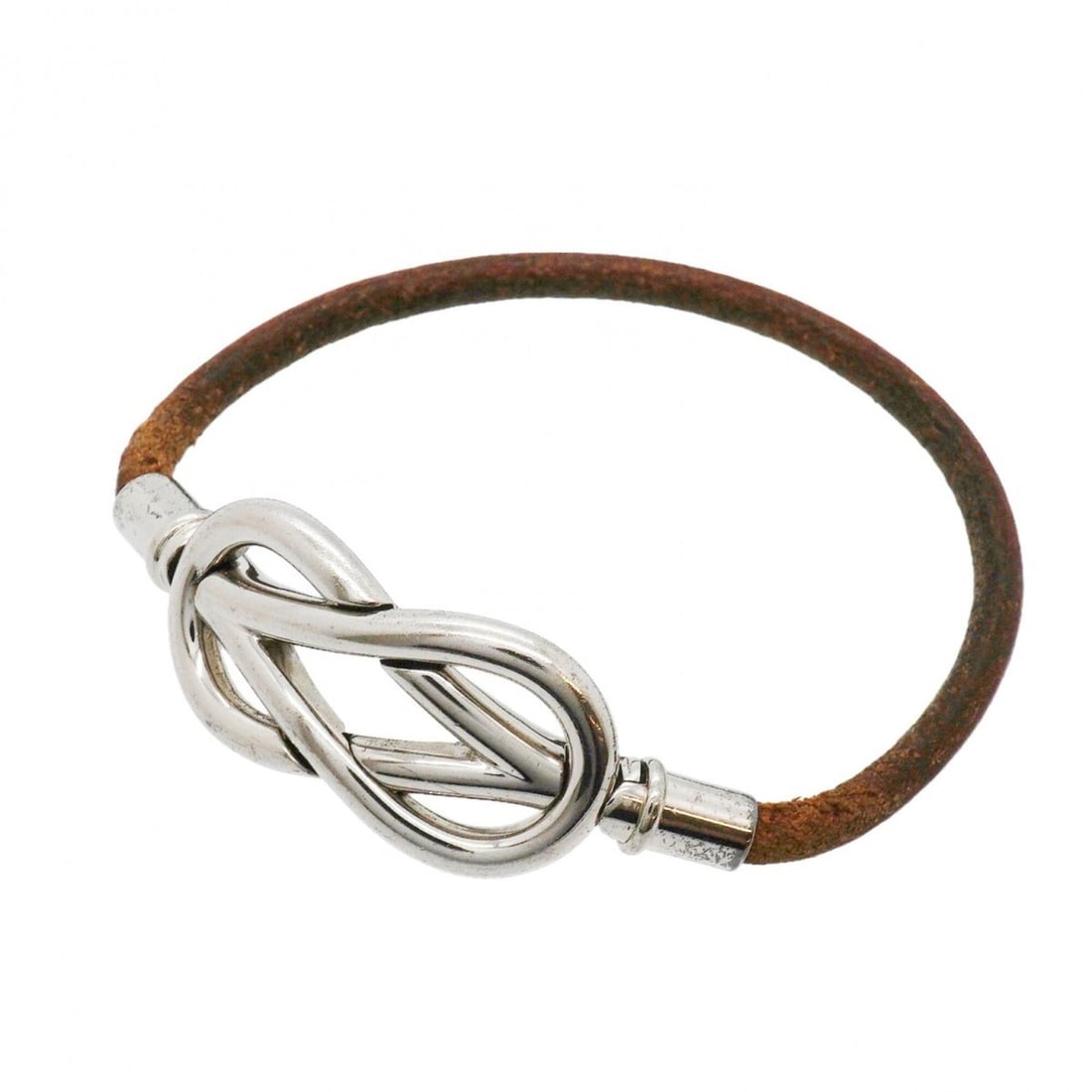 Hermes Atame Bracelet, Metal and Leather, Silver Brown, Women's: --- Catalog ---Category: SizeLength: 16cm / 6.29''Category: DesignType: Charm braceletColor: Brown, SilverGender: WomenMaterial: Leather, MetalCategory: GeneralBrand: Hermes--- Item List ---Section: C