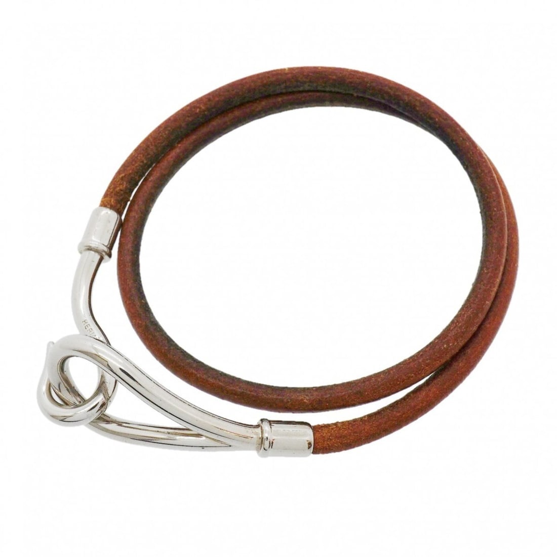 Hermes Jumbo Hook Bracelet, Metal and Leather, Silver Brown, Women's: --- Catalog ---Category: SizeLength: 17cm / 6.69''Category: DesignType: Charm braceletColor: Brown, SilverGender: WomenMaterial: Leather, MetalCategory: GeneralBrand: Hermes--- Item List ---Section: C