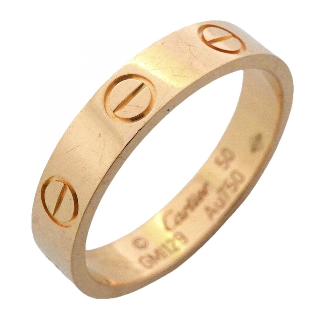 Cartier Mini Love Ring, 18K Yellow Gold, Size #50, Women's: --- Catalog ---Category: SizeUS Size: 5.5Brand Size: 50Category: DesignType: Band ringGender: WomenMaterial: Yellow gold (18K)Category: GeneralBrand: Cartier--- Item List ---Section: ConditionRanking: